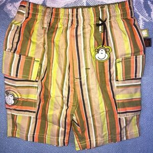 Nwot Boys 18M Cest La Vie Monkey Striped Shorts